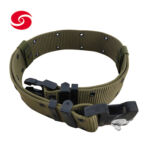 Army Green Fabric Webbing Military Belt With Plastic Buckle