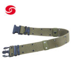 Army Green Fabric Webbing Military Belt With Plastic Buckle